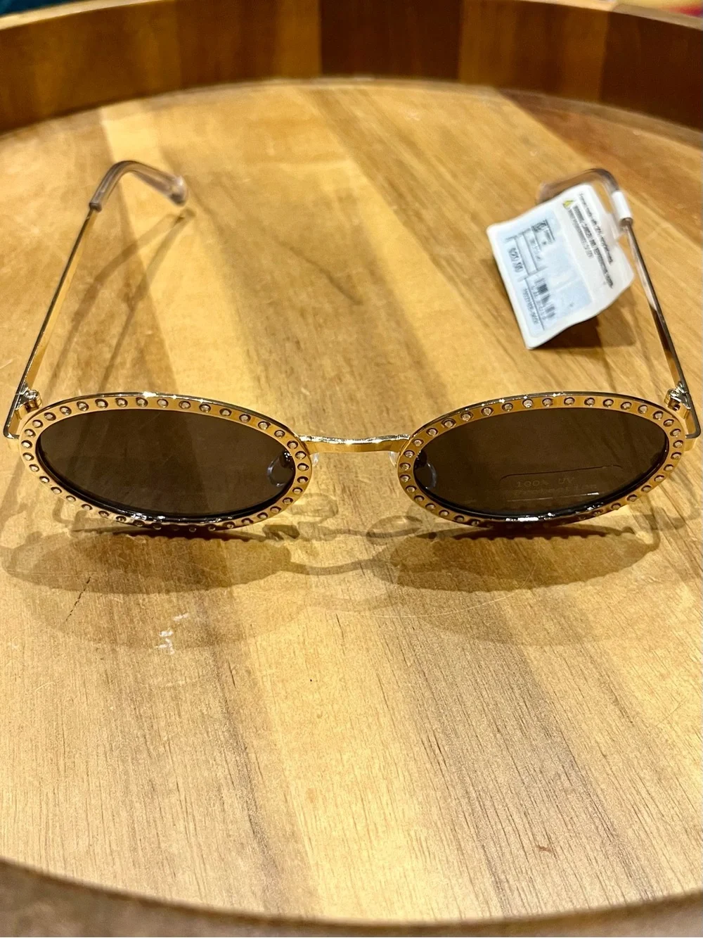 A New Day, Gold Round Studded Women's Sunglasses